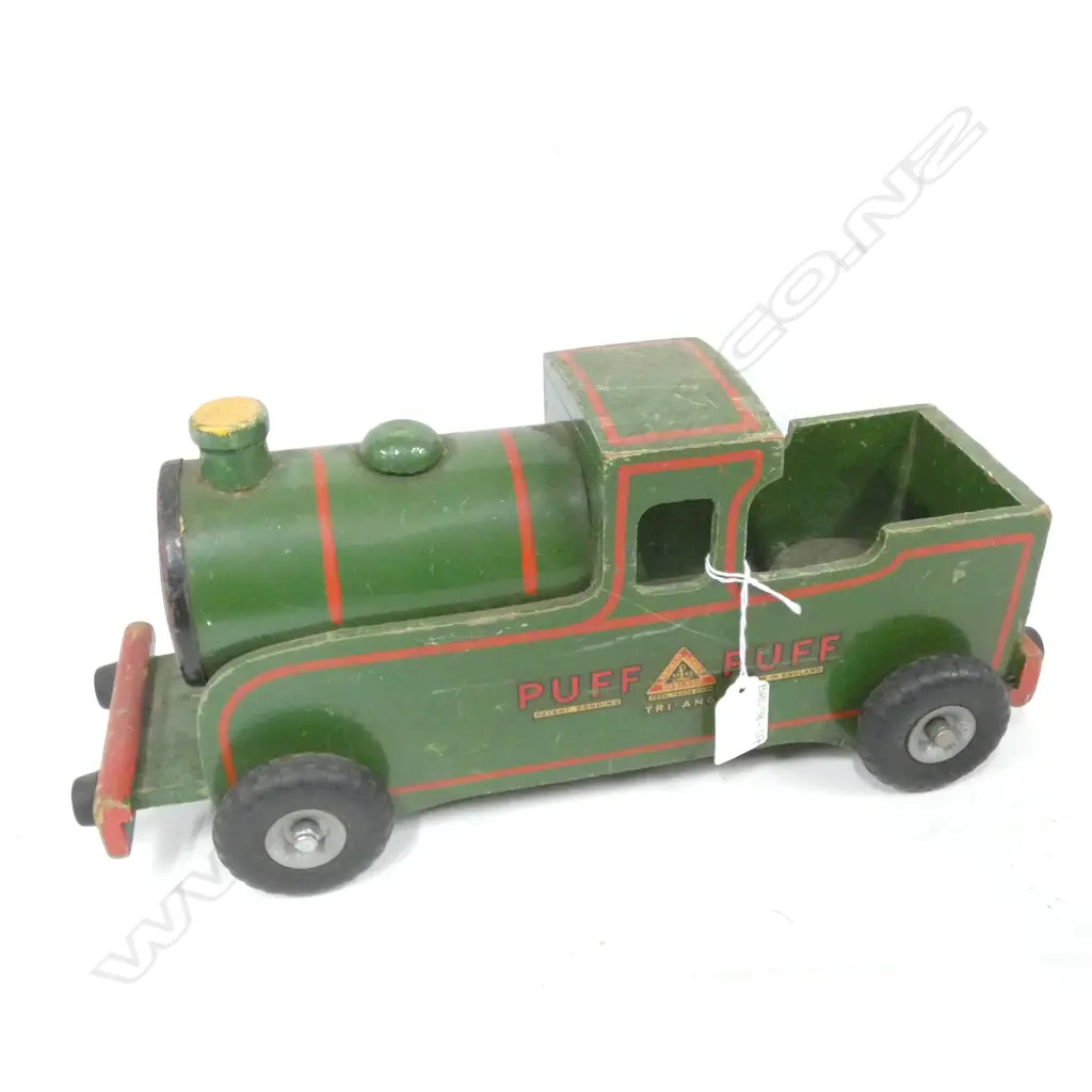 LG WOODEN TRI-ANG PUFF PUFF TRAIN ENGINE. MADE IN ENGLAND L. 370MM Image 1++